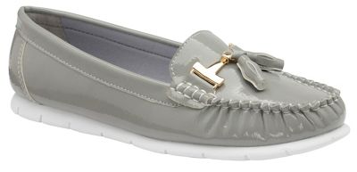 Grey 'Kirsten' ladies tassel detailed loafers